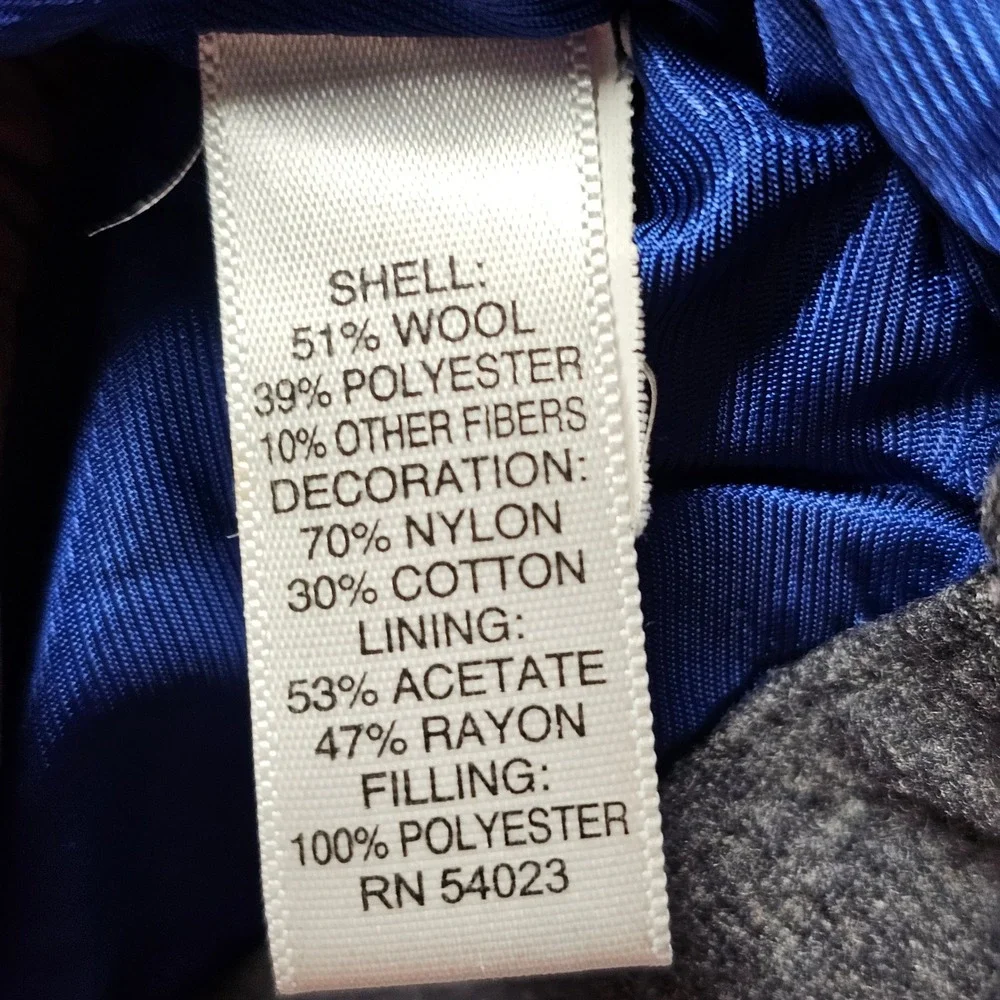 Banana Republic Puffer Vest Mens Small Gray Wool‎ Blend Lined Snap Inside Zip